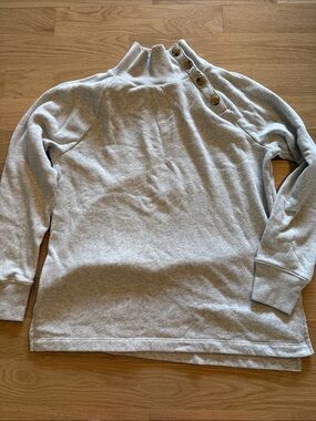 J. Crew Light Gray Sweatshirt with Button Shoulder
